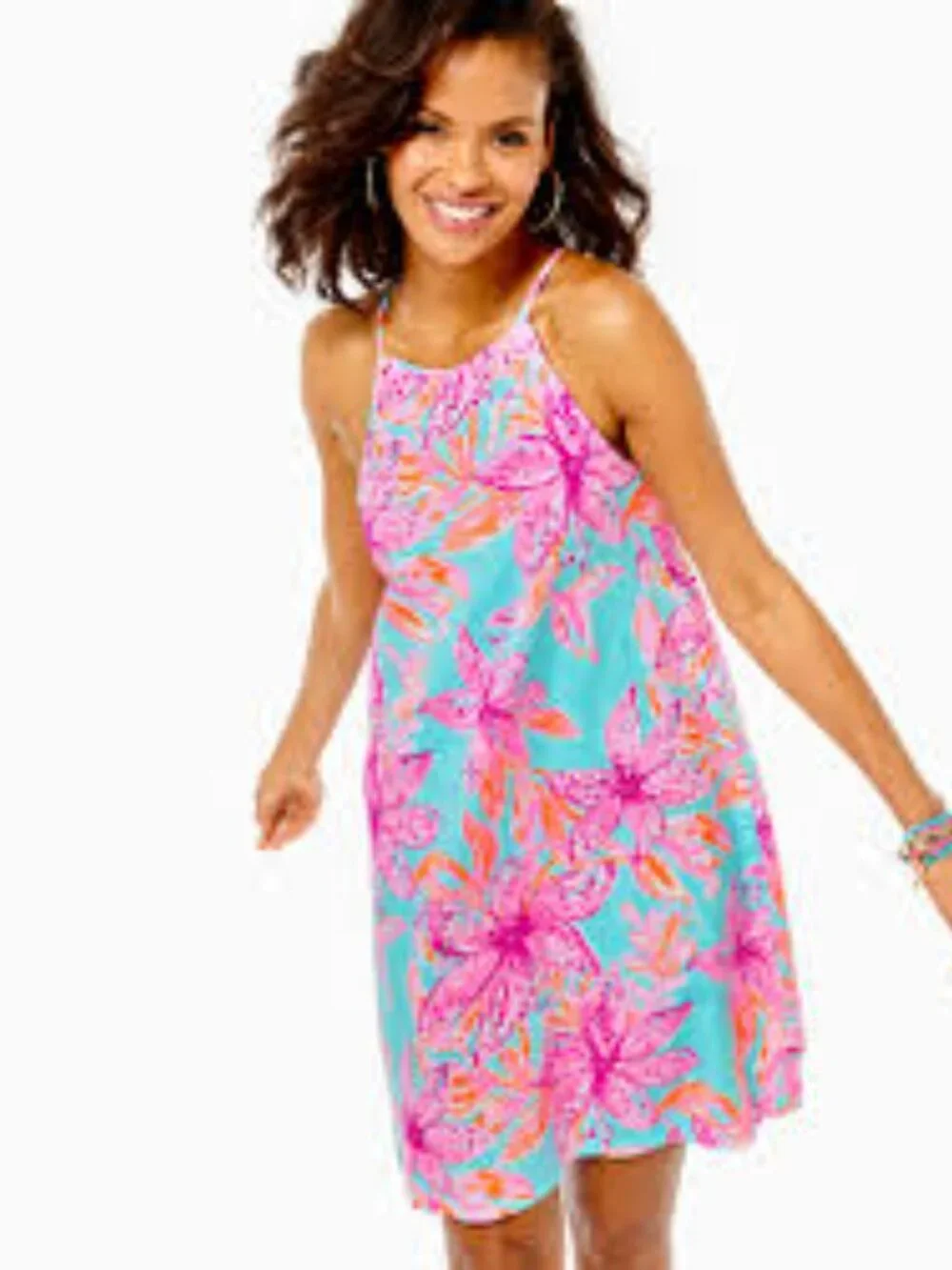Lilly Pulitzer Margot Swing Dress Surf Blue Bonita Blooms Tassels XXL - Picture 1 of 13